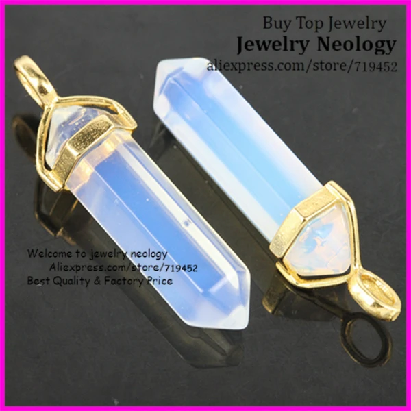 

10pcs/lot Natural Gems Stones Hexagonal Point Reiki Chakra Necklaces Earrings Pendant Beads Jewelry Moonstone Stone Stone