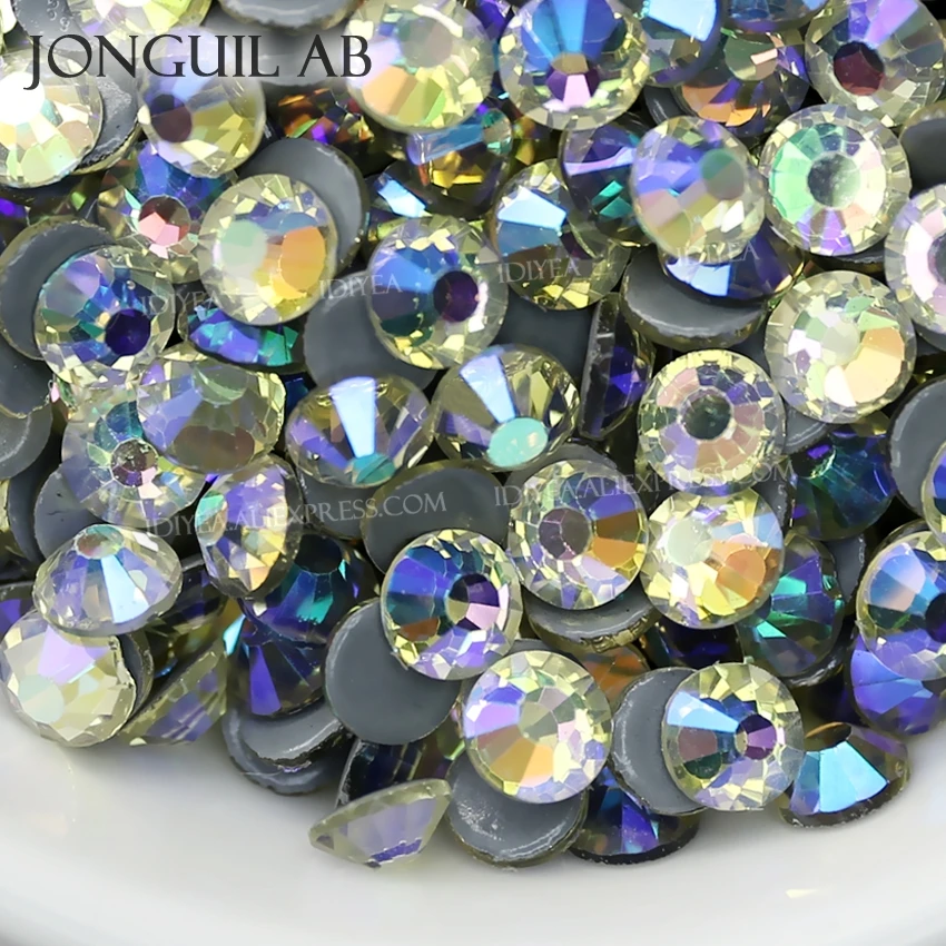 Стеклянные стразы Jonguil AB с горячей фиксацией блестящие плоской спинкой