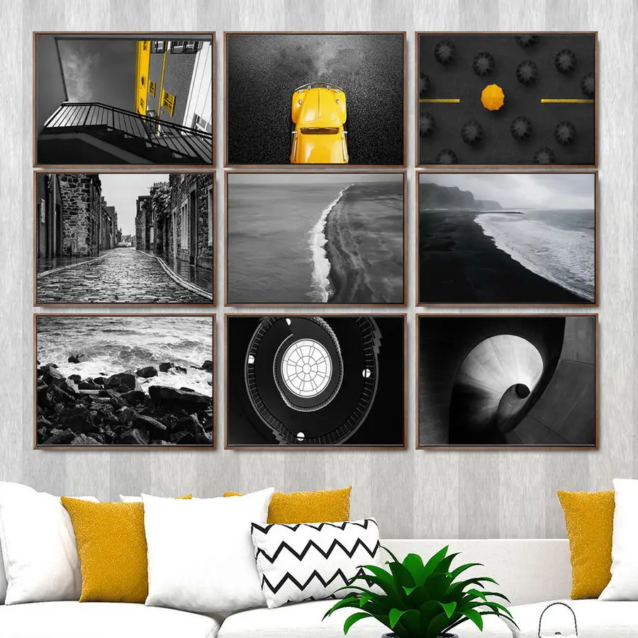 Декор для дома искусство стен печать на холсте гостиной черно-белый пейзаж | Дом и