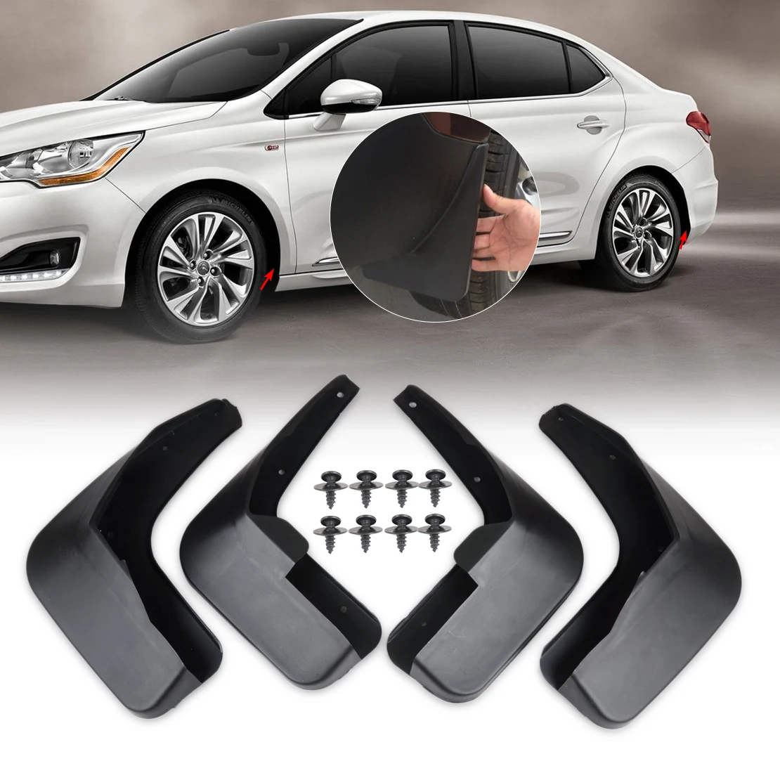 4 шт. брызговики для Citroen C4 Hatchback 2006 2007 2008 2009 2010 2011 2012 2013 2014|Грязезащита| |