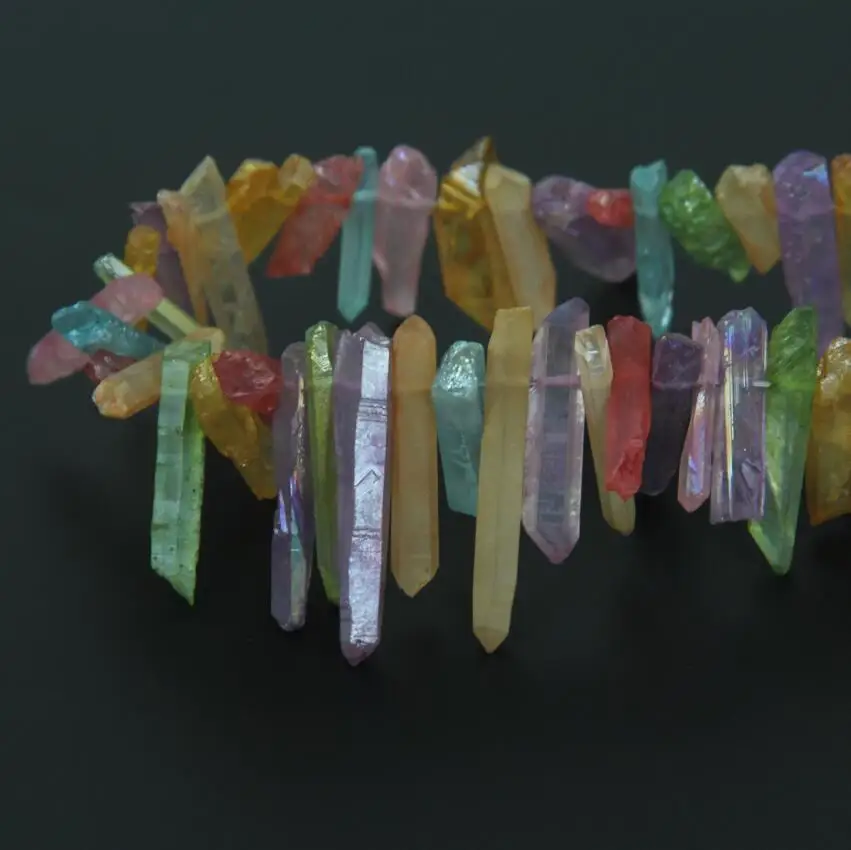 Мистический титановый абразивный кварцовый топ с кристаллами кулоны