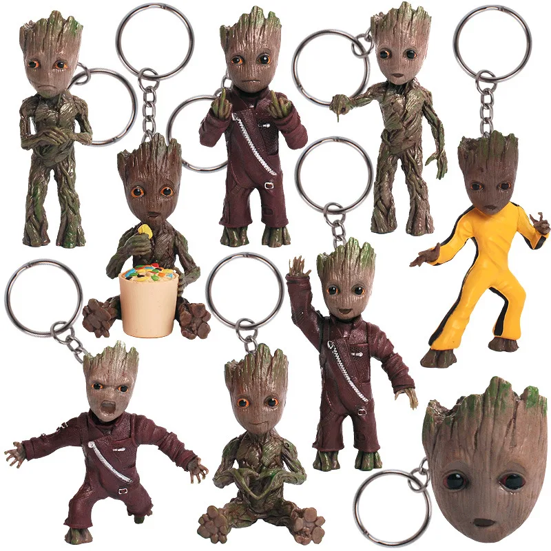 [Новинка] Baby Groots дерево человек фигура игрушки брелок кулон стражи Галактики танцы фильм фигурки подвески для игрушек ожерелье подарок