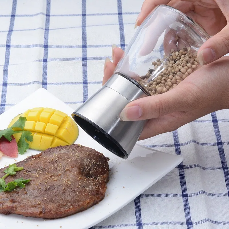 Salt and pepper grinder ceramic Glass jar Grinder black Kitchen Seasoning Storage bottle Дом и сад