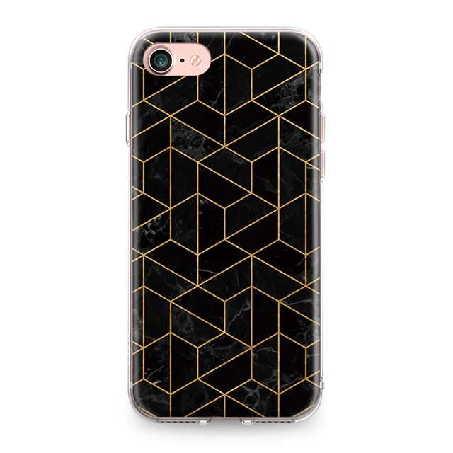 Для Iphone 4, 4S, 5, 5S, SE, 6, 6 S, 7, 8 Plus, X, XR, XS Max, мягкая задняя крышка из ТПУ с золотыми краями, геометрическим узором, мрамором, силиконовый чехол, бампер, Fundas - Цвет: 3113