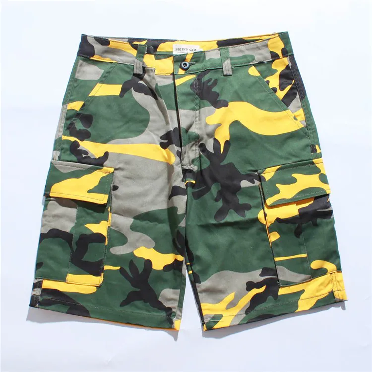 Yellow GONTHWID цветные камуфляжные шорты новые мужские повседневные свободные камуфляжные шорты с боковыми карманами мужские модные шорты в уличном стиле в стиле хип-хоп - Цвет: Yellow
