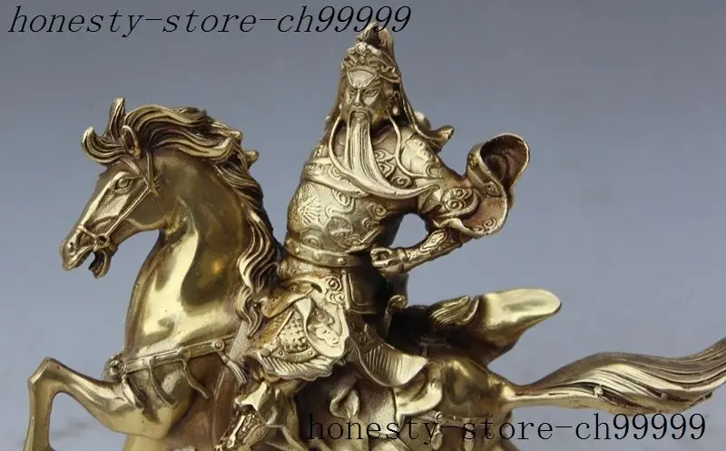 9 &quotКитайский народный миф латунь солдат общие Гуань Гун Юй статуя Верховая
