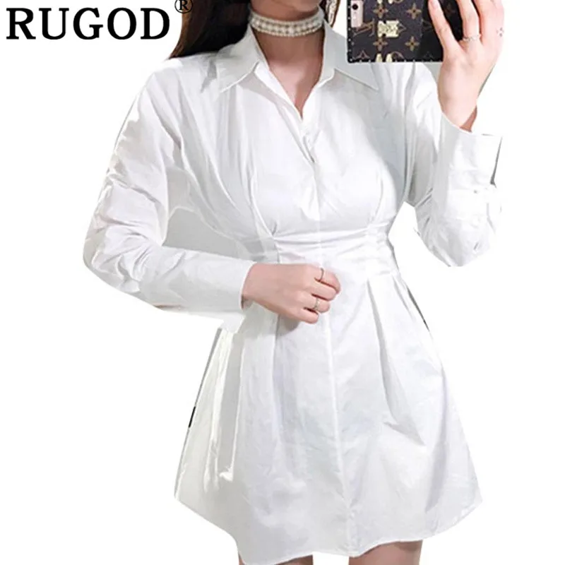 RUGOD/элегантные вечерние женские офисные платья с отложным воротником Однотонные