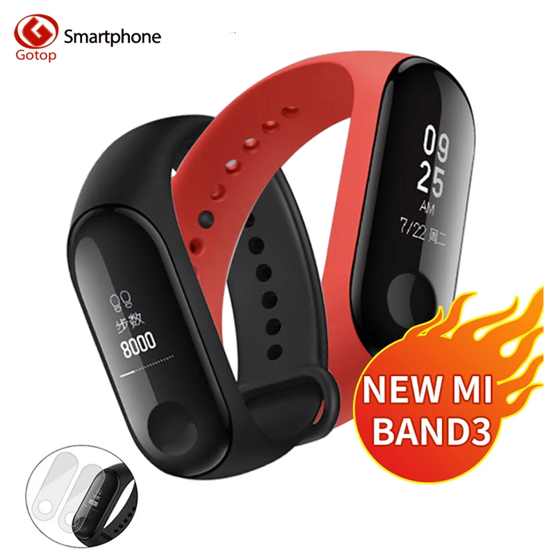 Смарт часы Xiaomi Mi Band 3 водонепроницаемый OLED сенсорный экран смарт браслет фитнес