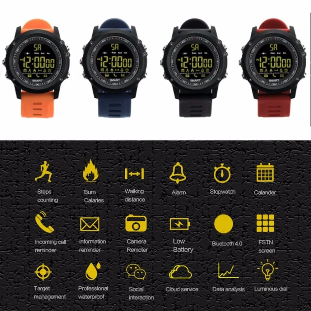 EX17 Bluetooth Smartwatch длительным временем ожидания Смарт часы IP67 Водонепроницаемый