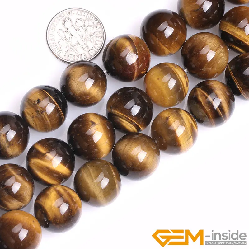 Yellow Tiger Eye Натуральный драгоценный камень, желтый тигровый глаз, круглые бусины для изготовления ювелирных изделий, 15 дюймов, сделай сам, браслет, ожерелье, бусины для изготовления ювелирных изделий - Цвет: Yellow Tiger Eye
