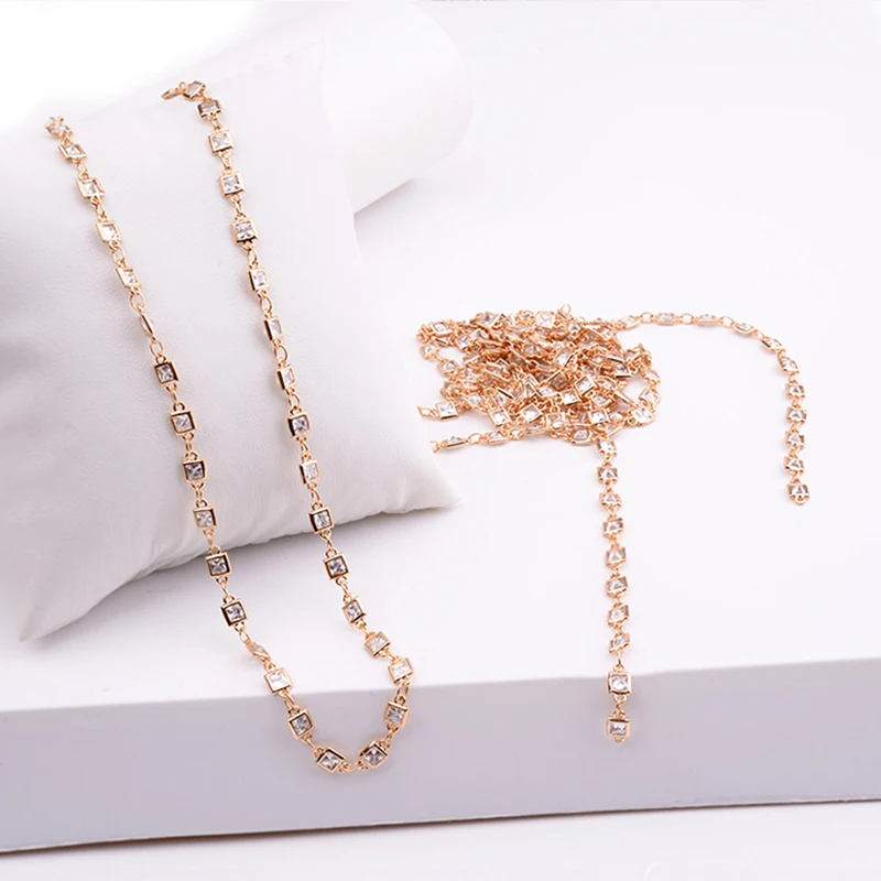 BELLA TIME 2M Квадратный Кристальный Медные цепи DIY Изготовление ювелирных изделий Запчасти Розовое золото Металлические Ожерелья Браслеты Аксессуары PJ21 on.