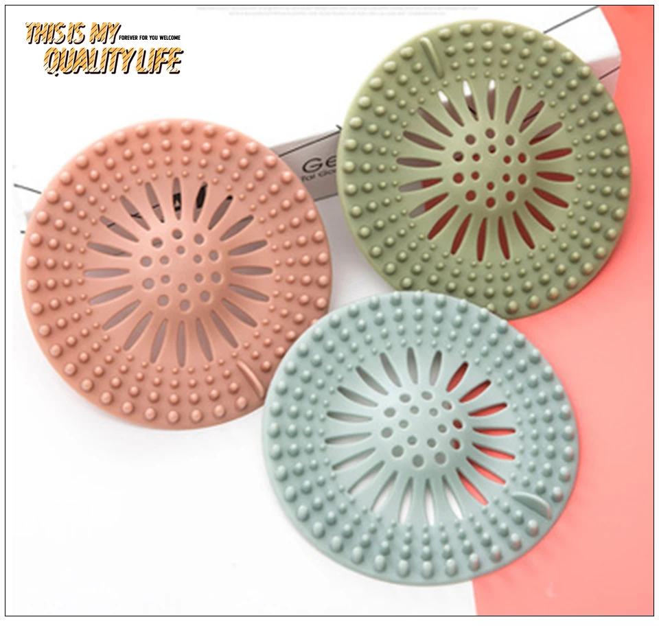 SJ SJ Silicone Sink Strainer Collect Drain Sewer Hair Filter Bath Stopper Floor Kitchen Accesories Gadgets Colanders Strainers