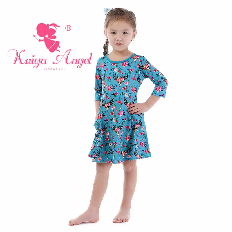 Kaiya Angel/модное летнее платье с цветочным принтом для маленьких девочек одежда