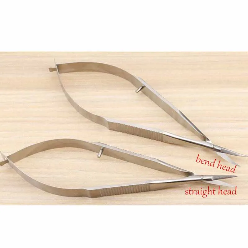 

2pcs/set Stainless Steel Straight/Bend Head Micro Scissors Ophthalmic Instruments 12.5 cm Microsurgical Corneal Scissors