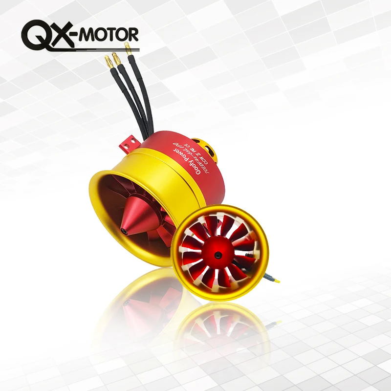QX-MOTOR высокое качество 70 мм EDF 12 лопастей 6S(2600 г тяга) для 70 мм металла EDF самолет воздуховод вентилятор EDF с мотором для RC самолета