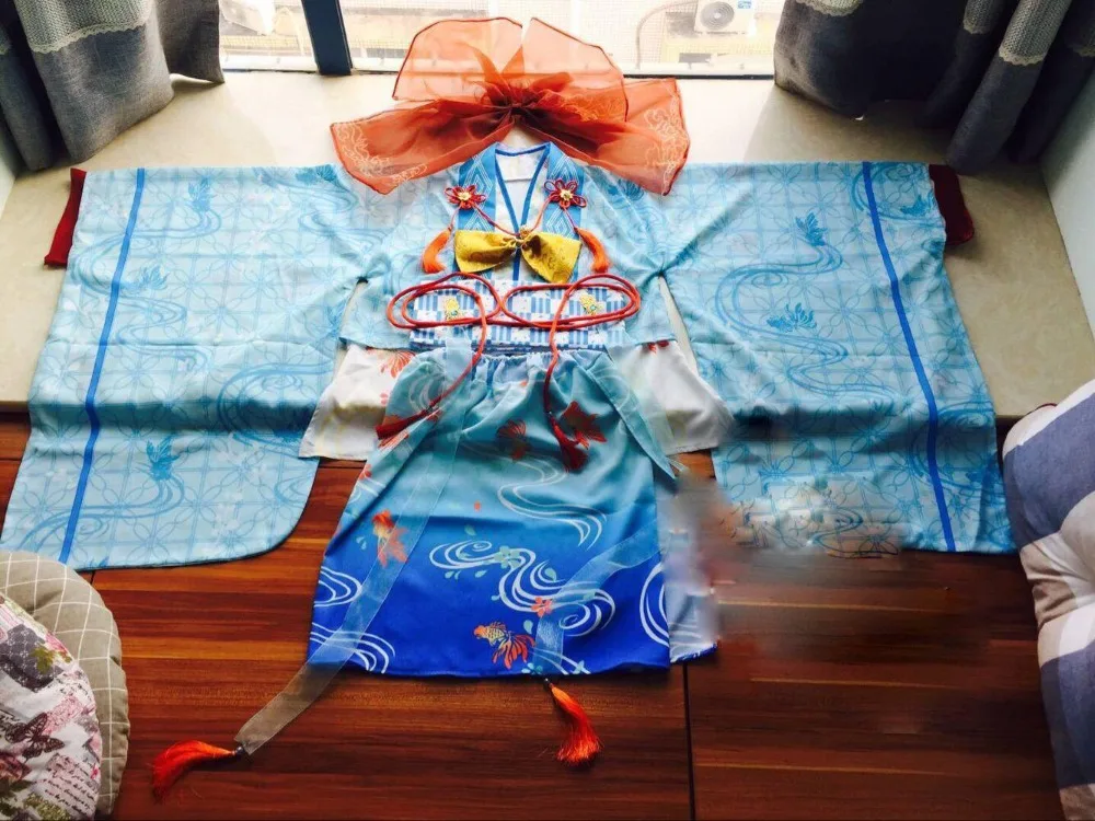 Чудо Nikki серии синий красный 2 цвета Золотая рыбка красота JinYuJi косплей костюм Hanfu японский стиль Hanfu
