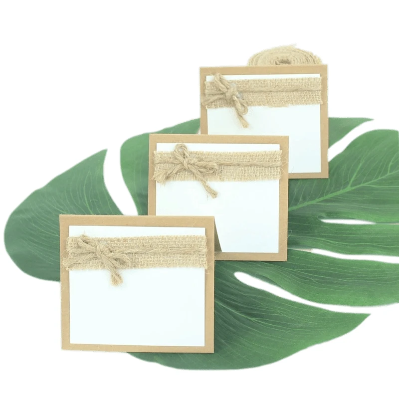 4 шт. деревенская Мешковина бант карточка с местом для указания имени держатель