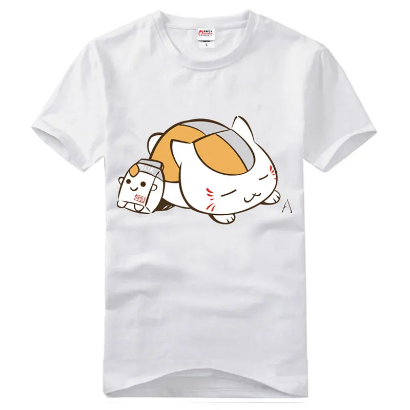 White Natsume's Book of Friends Nyanko-sensei Madara футболки реглан с коротким рукавом Приталенная футболка с круглым вырезом повседневные футболки Топы - Цвет: White