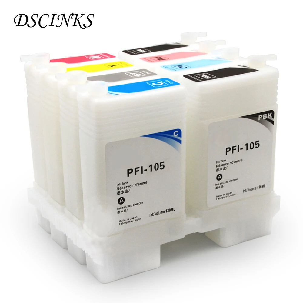 8 Pcs PFI-105 PFI-106 Refillable Ink Cartridge for Canon IPF6300S IPF6350S IPF6400S IPF6410S IPF 6300S 6350S 6400S 6410S PFI 105 |