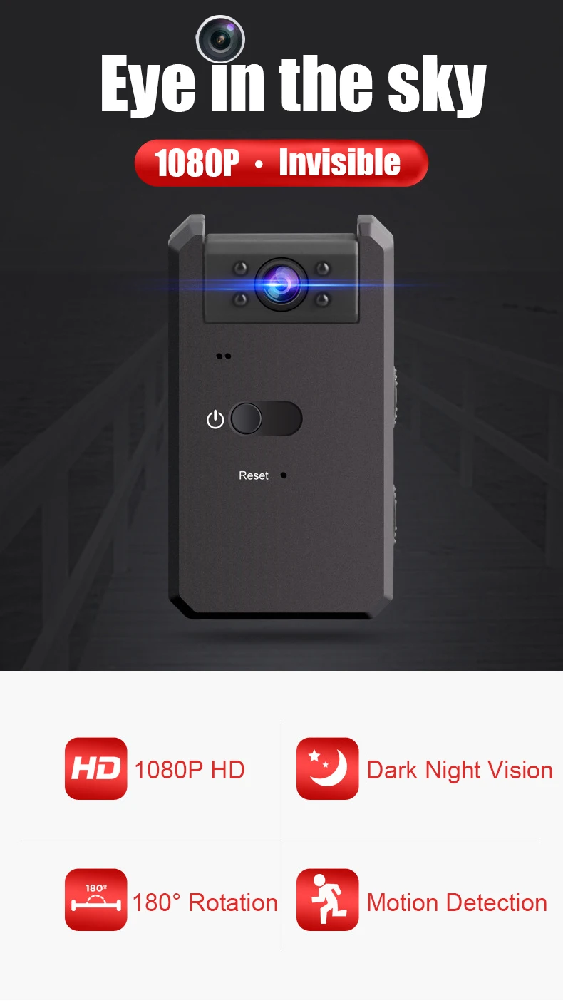 8 ГБ 16 ГБ Цифровой диктофон дистанционный мини DV DVR Аудио запись видеокамера HD 1080P Поворотная камера TF карта Обнаружение движения