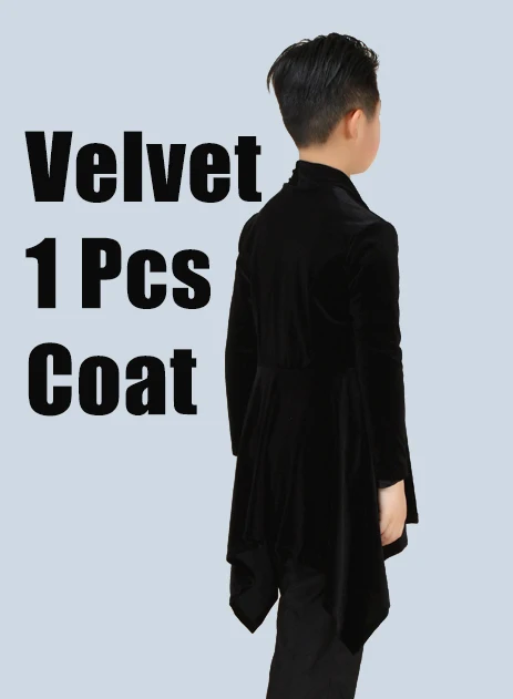 Boys Black Velvet Топ для латинских танцев; Детский кардиган с длинными рукавами; пальто для девочек и мальчиков; Одежда для танцев «Румба ча-ча»; детская одежда для выступлений; DN3226 - Цвет: Boys Black Velvet