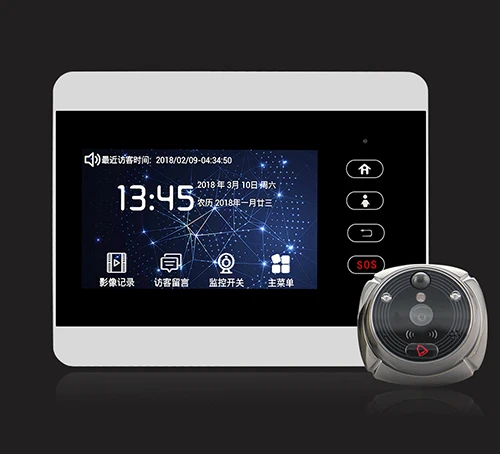 White ROLLUP iHome5 Mirilla WiFi дверной глазок и видео IP дверной звонок 4 дюймов экран ИК ПИР HD камера Обнаружение движения дистанционно управление - Цвет: White