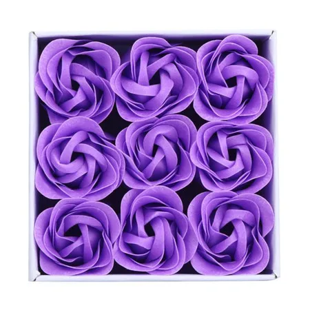 purple 1 коробка, 9 цветов, ароматизированное мыло для ванны, лепестки роз, свадебное украшение, fansy rosy цветочный с коробкой, лучший подарок, поставка# B5 - Цвет: purple