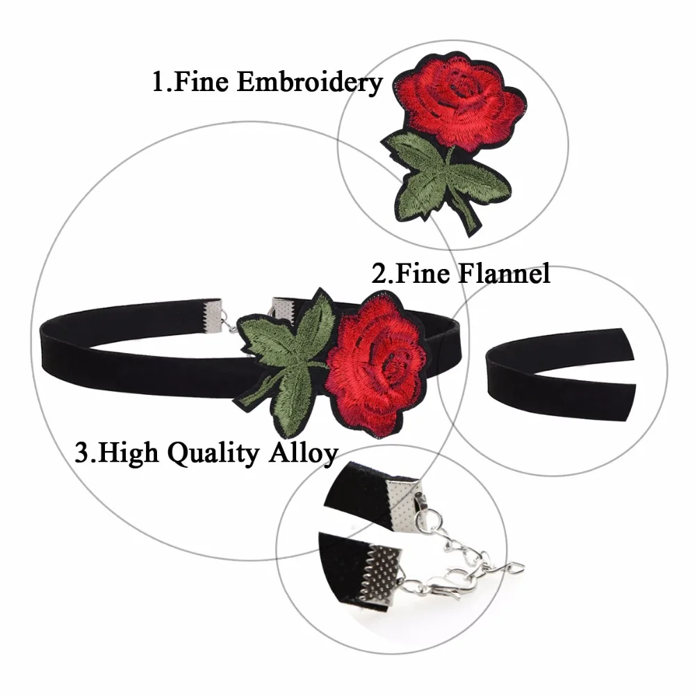 4 шт новый модный набор чокер черный красный цветок ожерелье Вышивка Бабочка