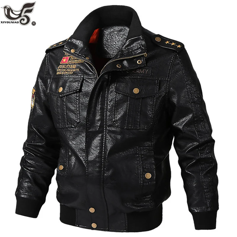 

Мужские кожаные куртки размера плюс M ~ 5XL 6XL, мотоциклетная PU куртка, мужские осенние повседневные кожаные пальто, приталенная Мужская бренд...