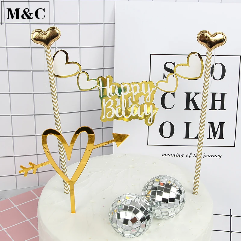 1 Pcs Cute Crown Bowknot Swan Happy Birthday Cake Topper Decoration Baby Shower Kids Party Wedding Favor Supply | Дом и сад