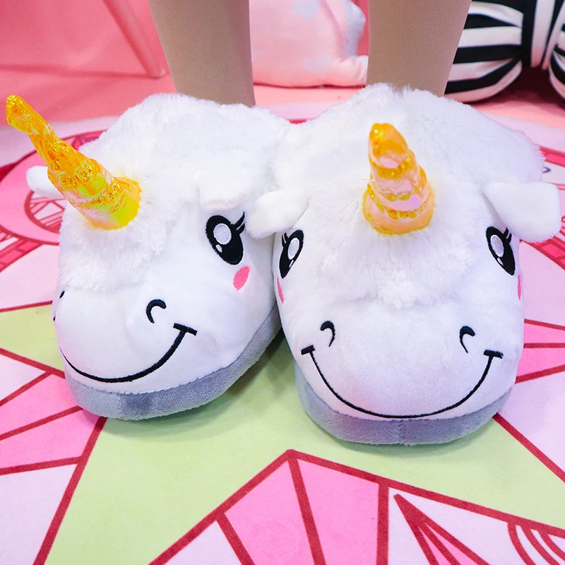 Хлопковые Мультяшные детские тапочки с единорогом для девочек и мальчиков
