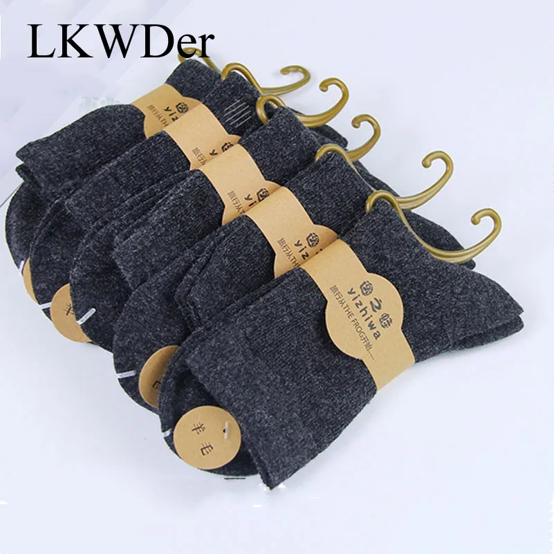 

LKWDer 5pairs Rabbit Wool Blended Men Spring Winter Warm Socks Deodorant Soft Calcetine Sock Business Casual Male Socks Men Crew