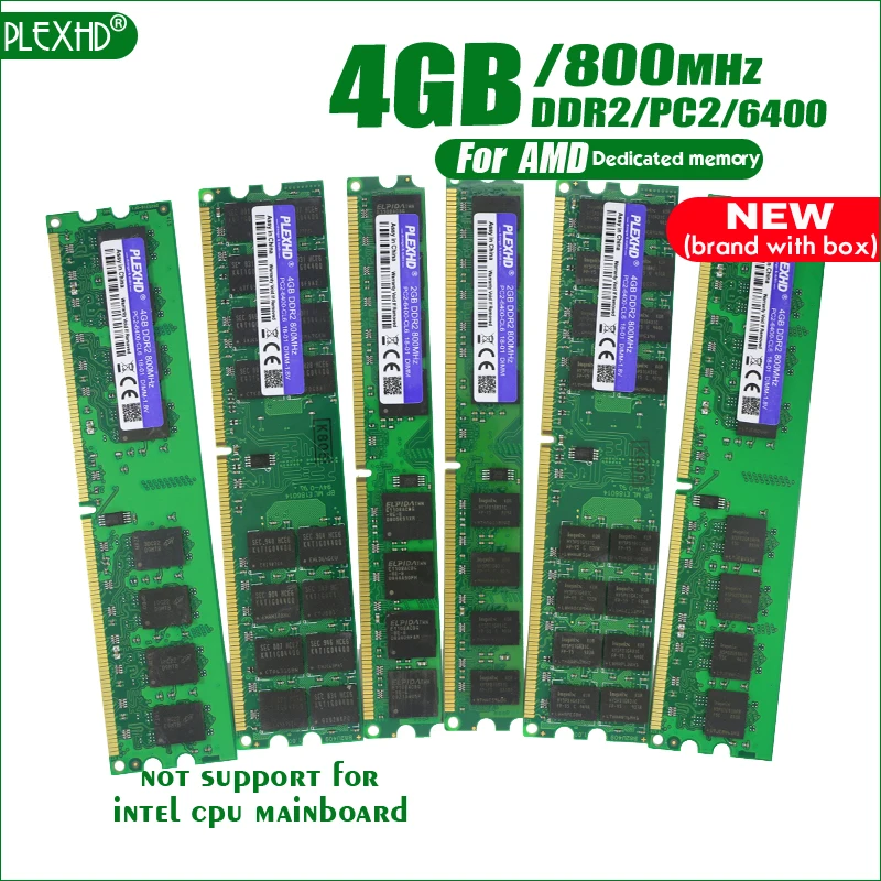 Новый PLEXHD 4 ГБ DDR2 PC2 6400 800 МГц 4G для настольных ПК DIMM оперативная память 240 контакты