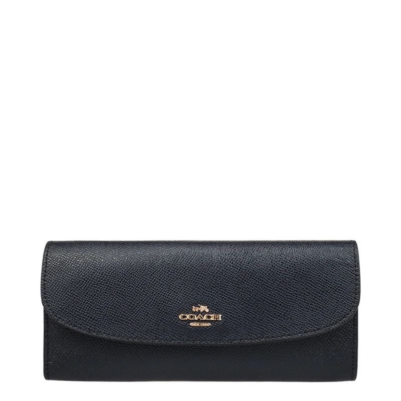 Тонкий кошелек-конверт COACH из кожи кроссзера F54009/F59949 - Цвет: dark blueF59949IMMID