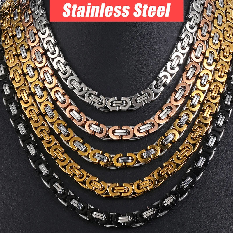 Trendsmax 7/9/11 мм византийское ожерелье для мужчин цепь из нержавеющей стали золото