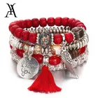 Богемный многослойный кристалл, бусины из натурального камня, красный браслет, винтажная кисточка, стиль ангел, женская бижутерия