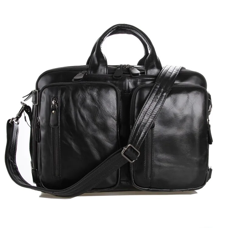 Multi-Function Fashion Genuine Leather men Briefcase Business Bag 15