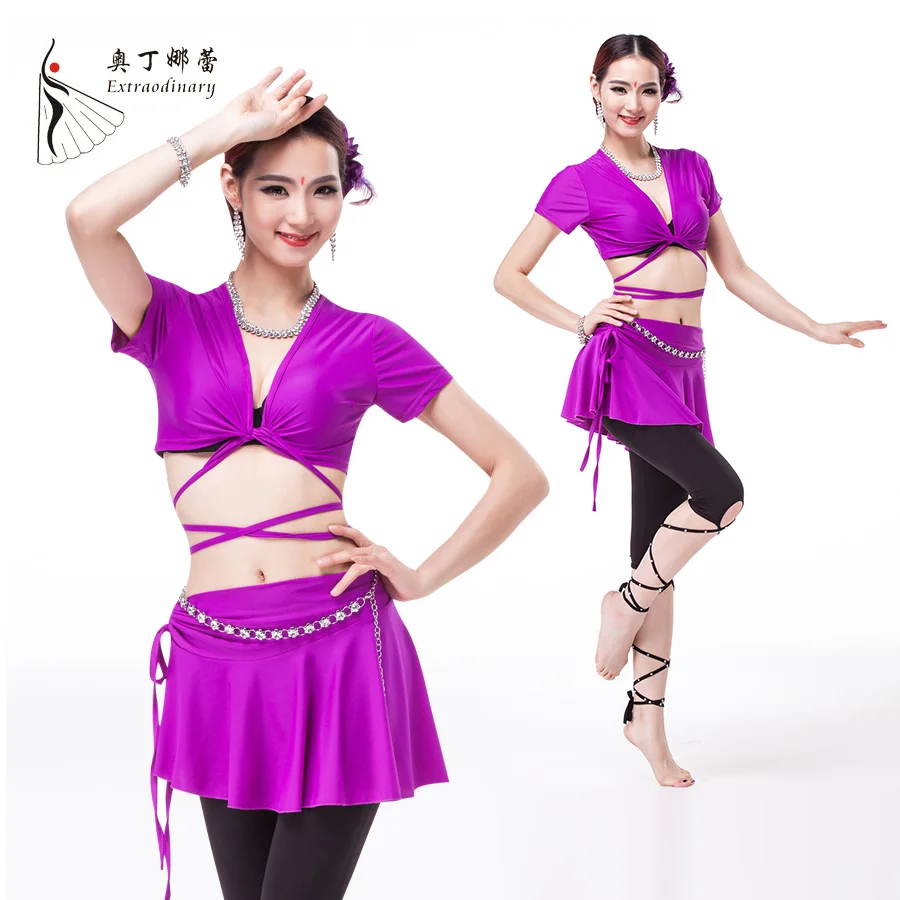 Костюмы для танца живота одежда с акробатикой костюм короткими рукавами