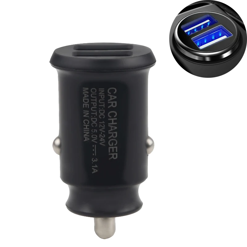 

Mini 5v 3.1A 2 Port Car USB Charger For Iphone Xiaomi Samsung Car-Charger 2 Port USB Adapter Power Socket 12V 24V