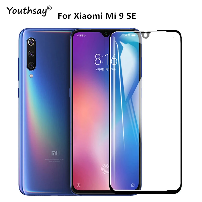 Protector de pantalla de vidrio templado para Xiaomi Mi 9 SE, cubierta de pegamento completo, 2 uds.-1