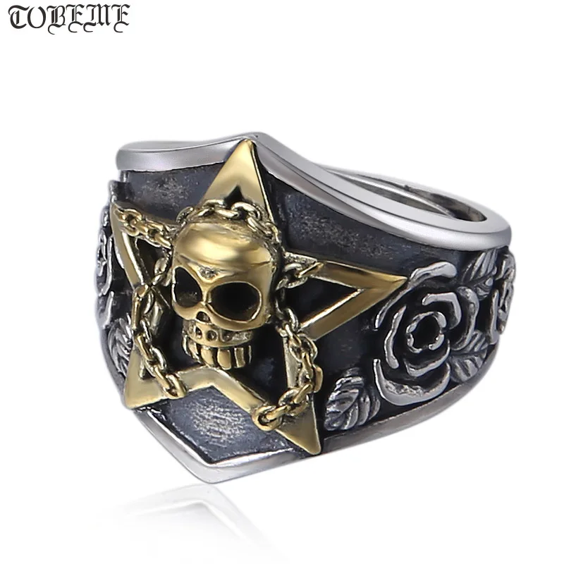 

Thai 925 Silver Skull Ring Good Luck Skeleton Ring 100% Sterling Silver Skull Rose Ring Thai 925 Silver Ring