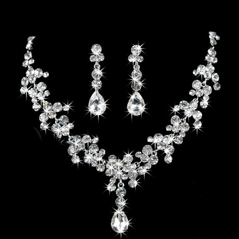 Бисер Стразы Кристалл Свадебные Ювелирные наборы для девочек Серебро 925