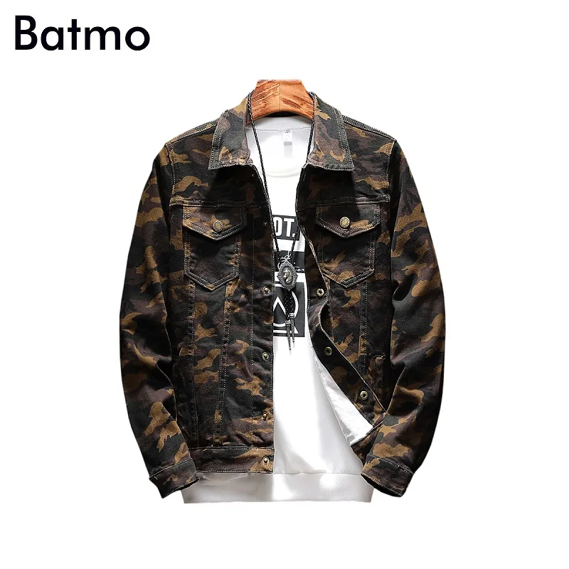 Мужская джинсовая куртка Batmo повседневная камуфляжная из денима Размеры M-5XL T90