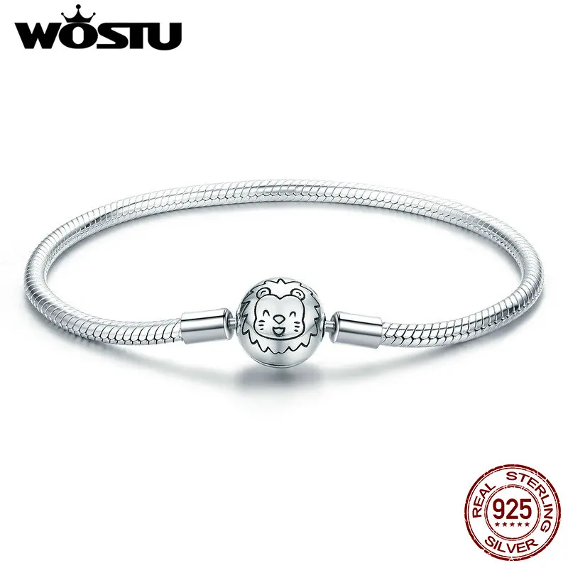 WOSTU, Настоящее серебро 925 пробы, милый кот, сверкающий CZ, змея, цепочка, браслеты для женщин, Стерлинговое Серебро, ювелирное изделие - Окраска металла: CQB054
