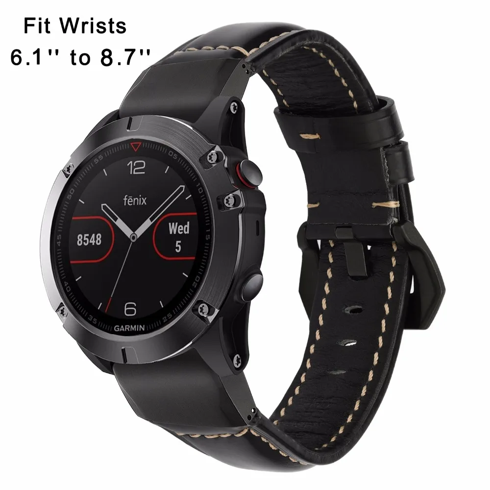 Фото Ремешок для часов из натуральной кожи Garmin Fenix 5/ 5 Plus/ Forerunner 945/935/подход S60/ Quatix Ремешок для часов из натуральной кожи Garmin Fenix 5/ 5 Plus/ Forerunner 945/935/подход S60/ Quatix
