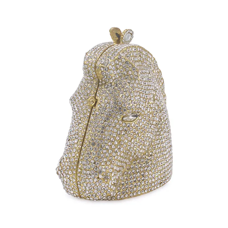 Женский серебристый вечерний клатч с 3d-рисунком лошади и кристаллами в виде