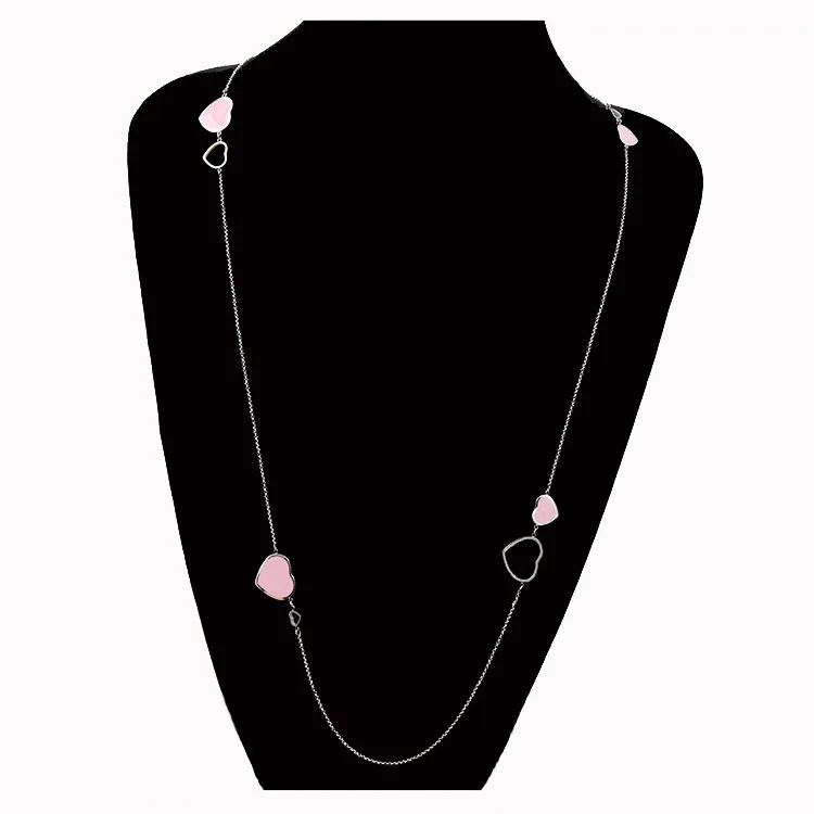 Ожерелья и подвески золотого цвета с розовым/синим сердцем для женщин элегантное