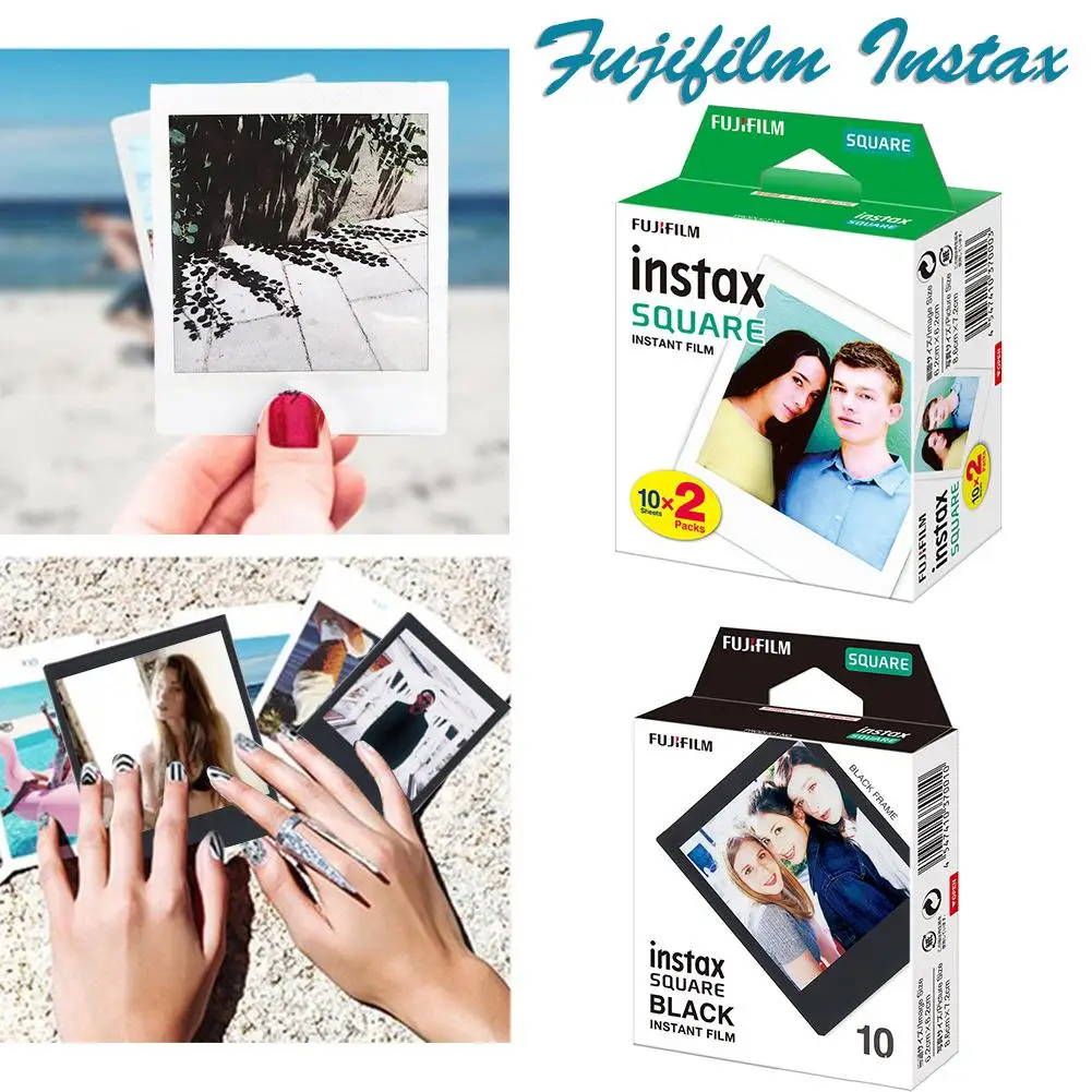 Для Fujifilm Instax квадратная пленка белый/черный Мини краевая фотобумага для SQ10 SQ6 SQ20