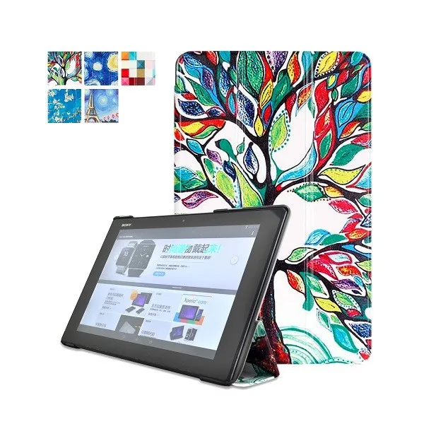 Супер тонкий кожаный чехол для sony Xperia Tablet Z2+ Магнитный чехол-подставка для ПК+ Защитная пленка для экрана+ сенсорный стилус в подарок