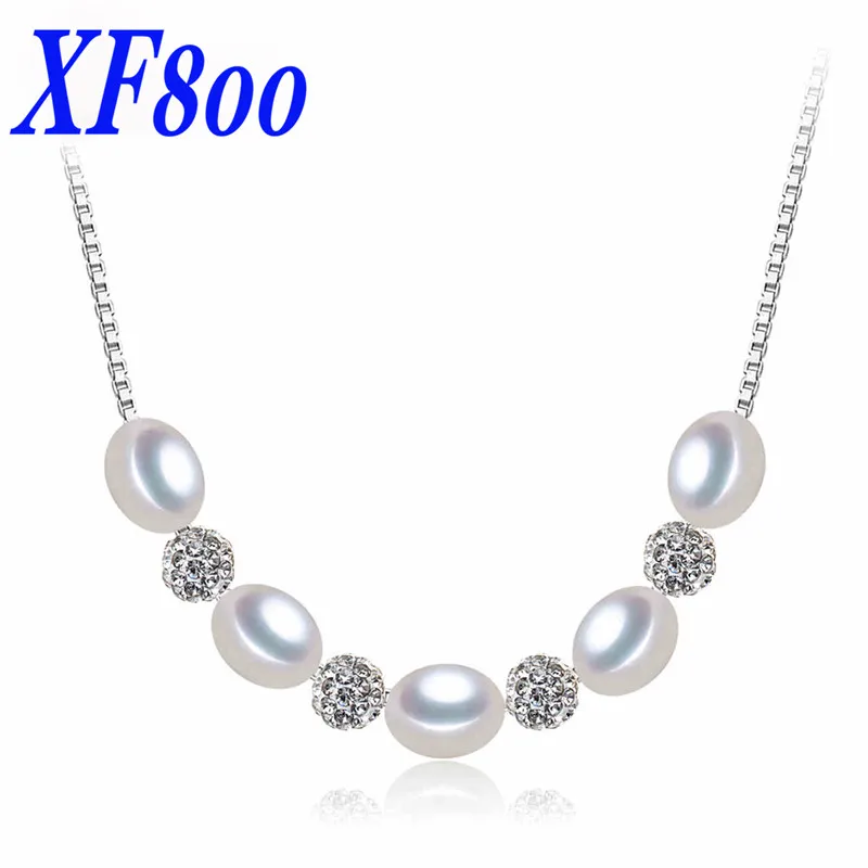 XF800 белое ожерелье с натуральным жемчугом кулон из настоящего пресноводного